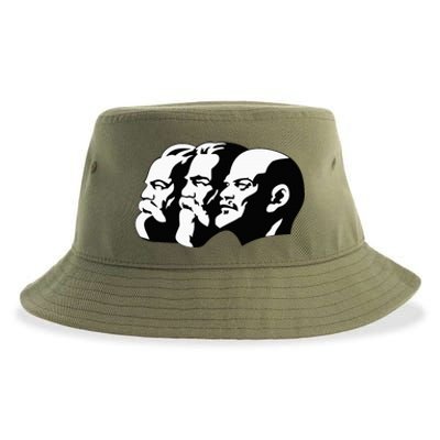 Karl Marx Friedrich Engels Vladimir Lenin Sovi8 Propaganda Sustainable Bucket Hat