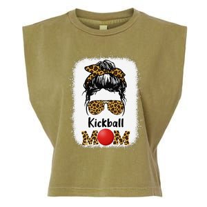 Kickball Mom Funny Leopard Cheetah Print Women Girl Kickball Garment-Dyed Women's Muscle Tee