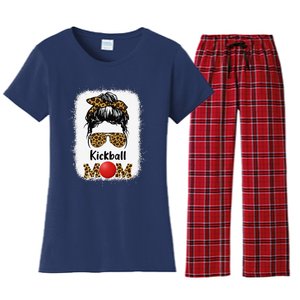 Kickball Mom Funny Leopard Cheetah Print Women Girl Kickball Women's Flannel Pajama Set