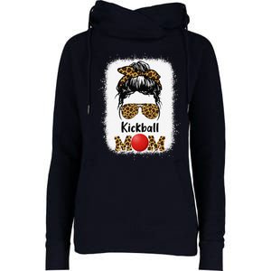 Kickball Mom Funny Leopard Cheetah Print Women Girl Kickball Womens Funnel Neck Pullover Hood