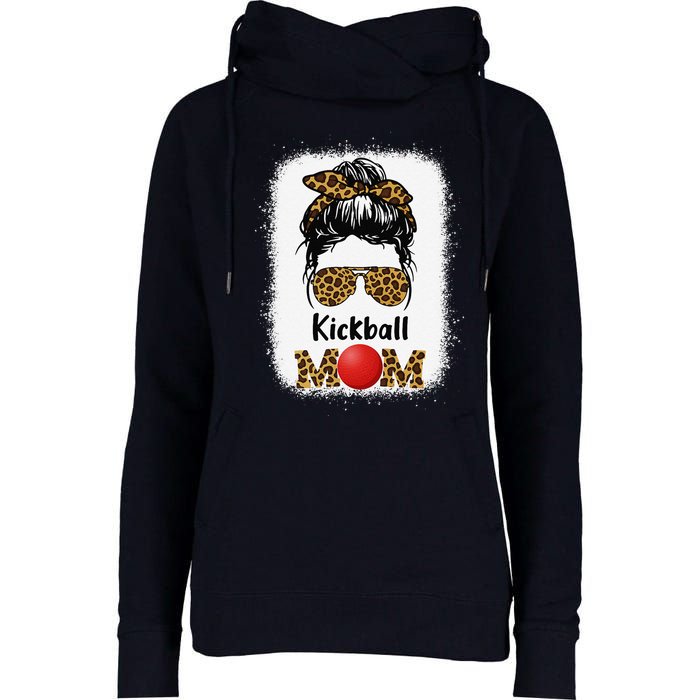 Kickball Mom Funny Leopard Cheetah Print Women Girl Kickball Womens Funnel Neck Pullover Hood