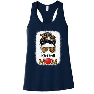 Kickball Mom Funny Leopard Cheetah Print Women Girl Kickball Women's Racerback Tank