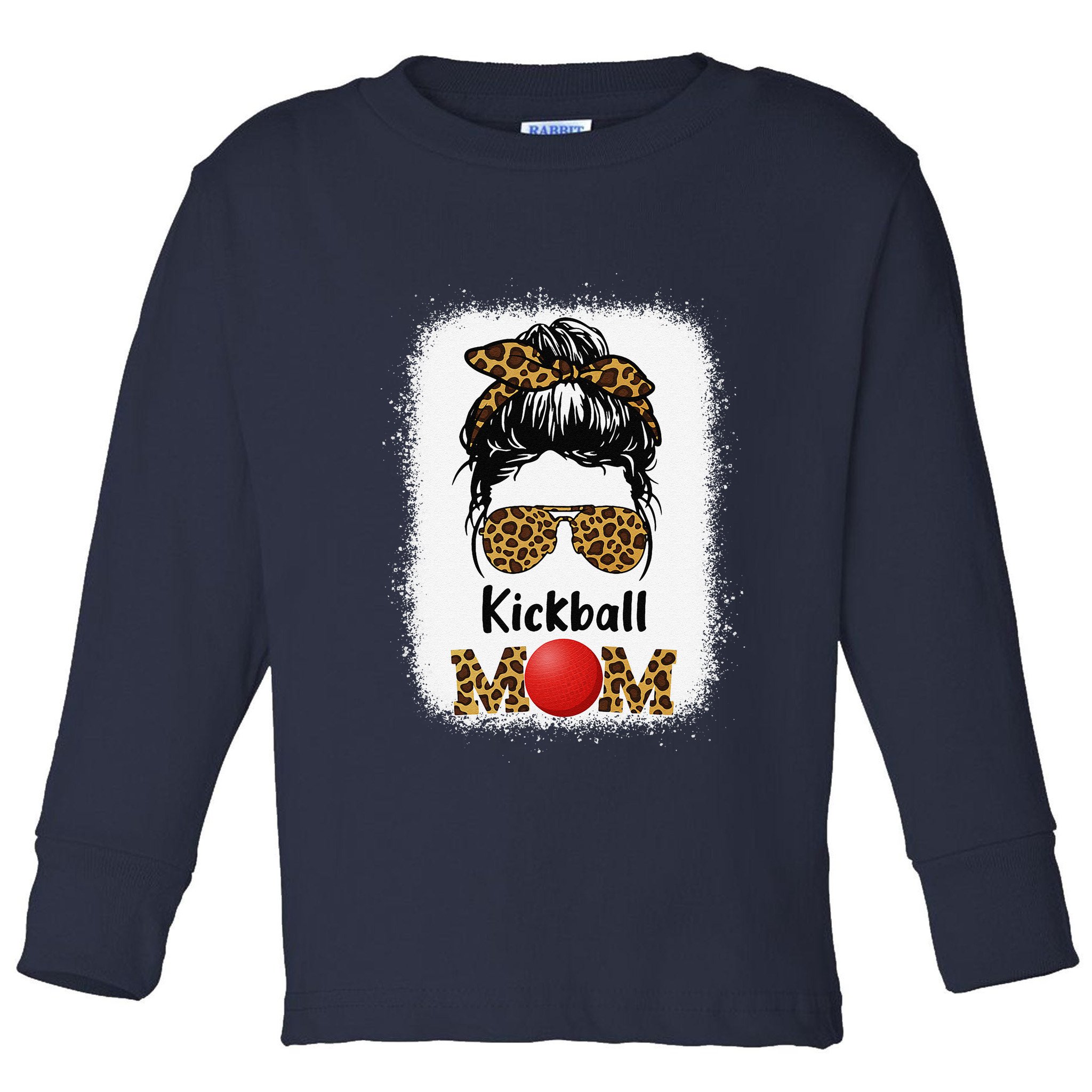 Kickball Mom Funny Leopard Cheetah Print Women Girl Kickball Toddler Long Sleeve Shirt
