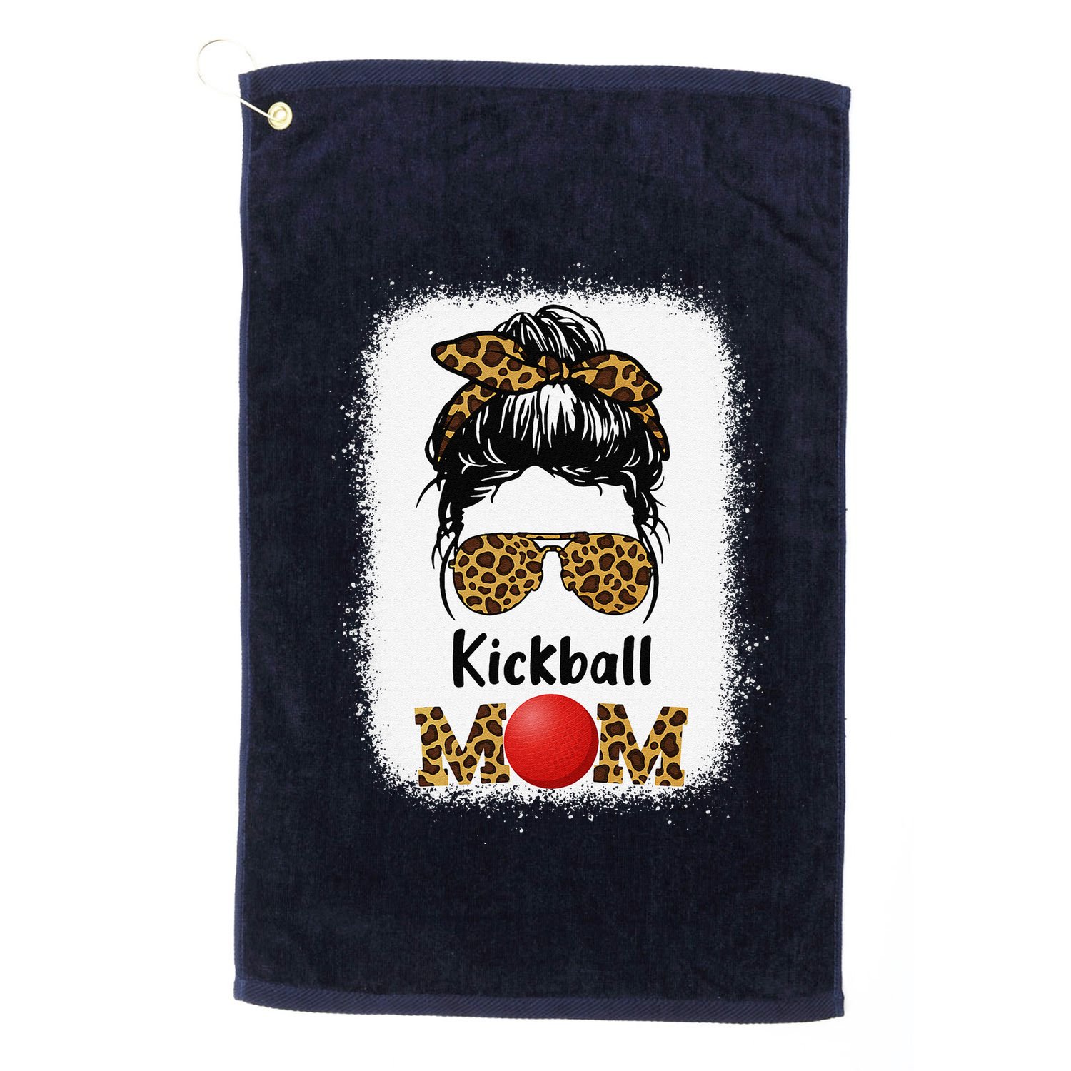 Kickball Mom Funny Leopard Cheetah Print Women Girl Kickball Golf Towel