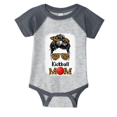 Kickball Mom Funny Leopard Cheetah Print Women Girl Kickball Infant Baby Jersey Bodysuit