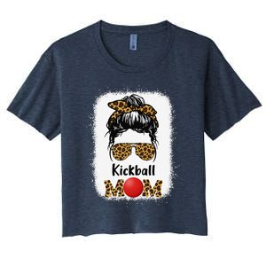 Kickball Mom Funny Leopard Cheetah Print Women Girl Kickball Women's Crop Top Tee