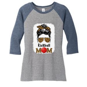 Kickball Mom Funny Leopard Cheetah Print Women Girl Kickball Women's Tri-Blend 3/4-Sleeve Raglan Shirt