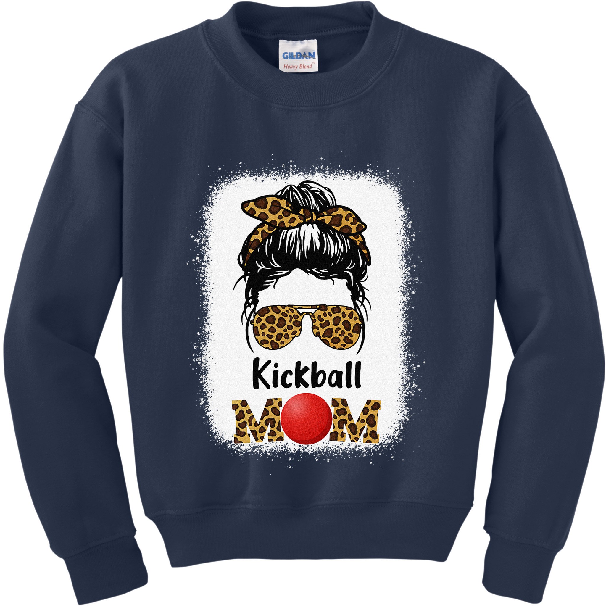 Kickball Mom Funny Leopard Cheetah Print Women Girl Kickball Kids Sweatshirt