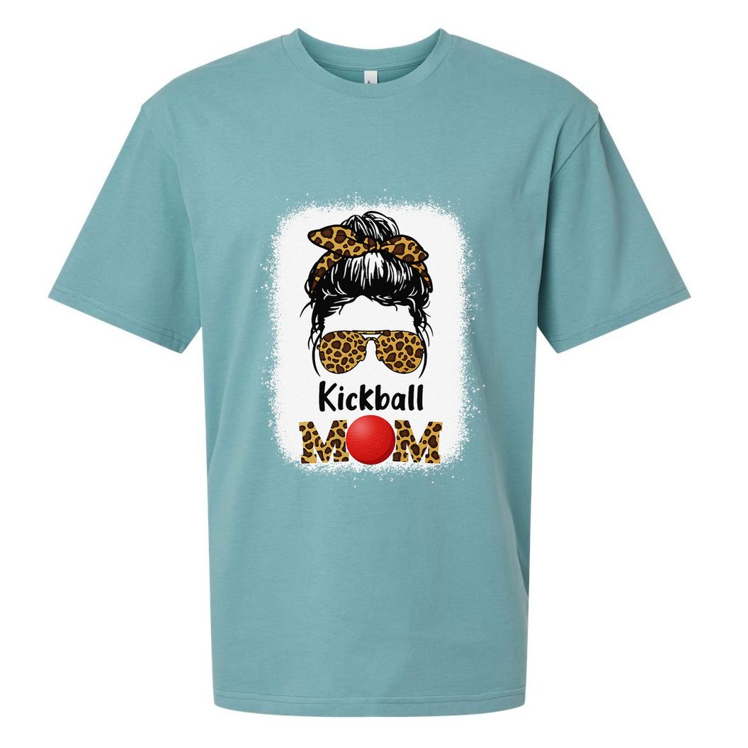 Kickball Mom Funny Leopard Cheetah Print Women Girl Kickball Sueded Cloud Jersey T-Shirt