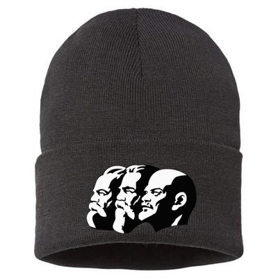 Karl Marx Friedrich Engels Vladimir Lenin Sovi8 Propaganda Sustainable Knit Beanie