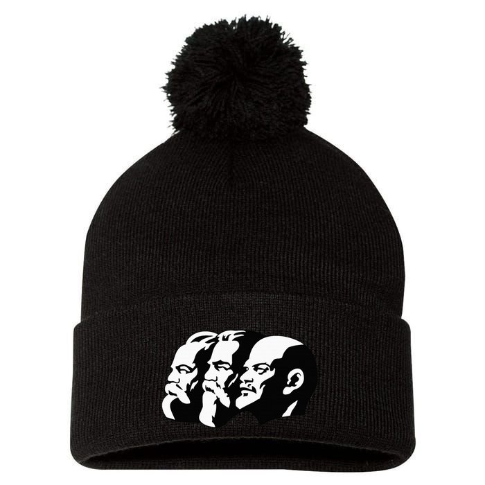 Karl Marx Friedrich Engels Vladimir Lenin Sovi8 Propaganda Pom Pom 12in Knit Beanie