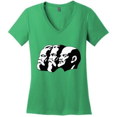 Karl Marx Friedrich Engels Vladimir Lenin Sovi8 Propaganda Women's V-Neck T-Shirt