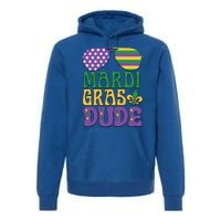 Kids Mardi Gras Dude Funny Vintage American Flag Sunglasses Gift Premium Hoodie