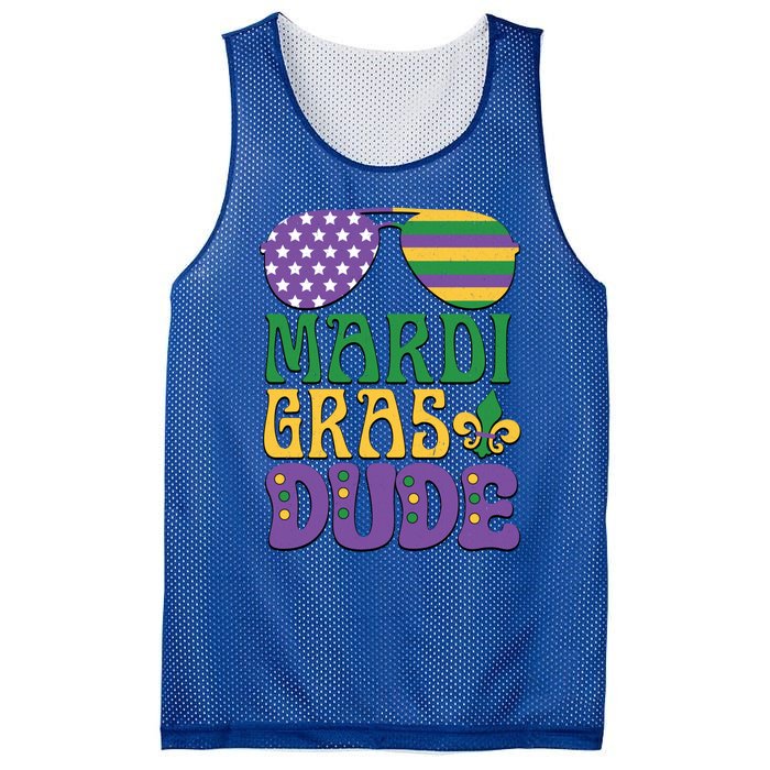 Kids Mardi Gras Dude Funny Vintage American Flag Sunglasses Gift Mesh Reversible Basketball Jersey Tank