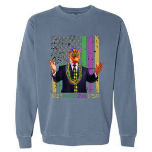 Keep Mardi Gras Great Funny Trump Mardi Gras 2025 Flag Garment-Dyed Sweatshirt