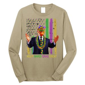 Keep Mardi Gras Great Funny Trump Mardi Gras 2025 Flag Long Sleeve Shirt