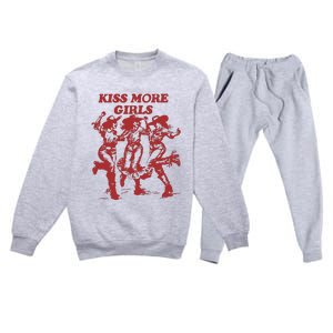 Kiss More Girl Funny Lesbian Bisexual Pride Premium Crewneck Sweatsuit Set