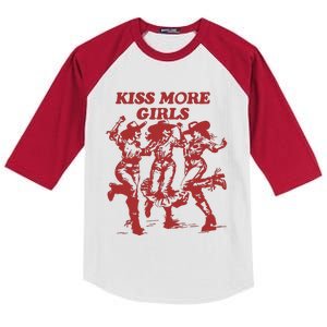 Kiss More Girl Funny Lesbian Bisexual Pride Kids Colorblock Raglan Jersey