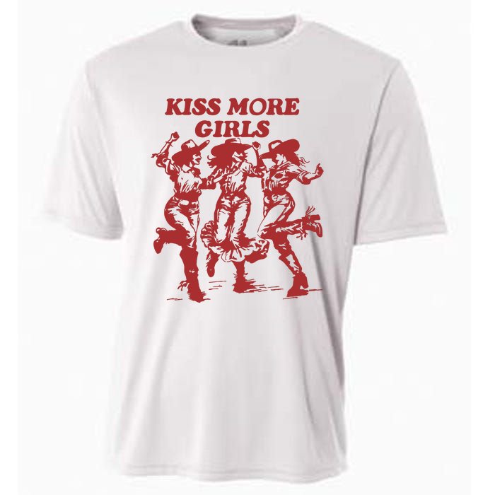 Kiss More Girl Funny Lesbian Bisexual Pride Cooling Performance Crew T-Shirt