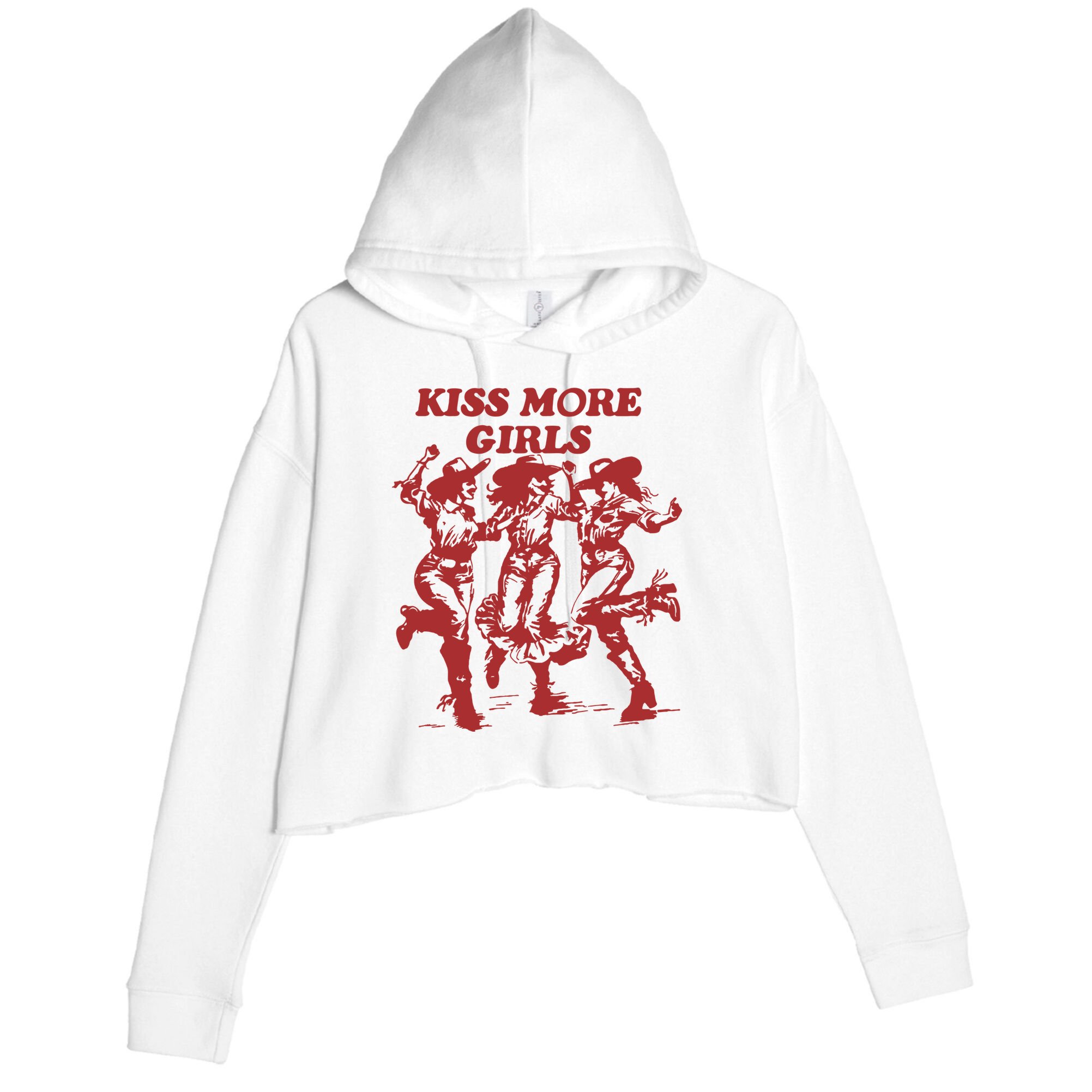 Kiss More Girl Funny Lesbian Bisexual Pride Crop Fleece Hoodie