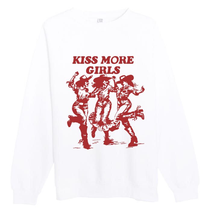 Kiss More Girl Funny Lesbian Bisexual Pride Premium Crewneck Sweatshirt