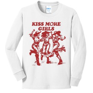 Kiss More Girl Funny Lesbian Bisexual Pride Kids Long Sleeve Shirt