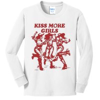 Kiss More Girl Funny Lesbian Bisexual Pride Kids Long Sleeve Shirt