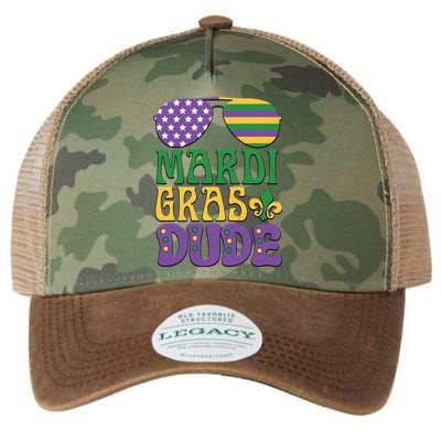 Kids Mardi Gras Dude Funny Vintage American Flag Sunglasses Gift Legacy Tie Dye Trucker Hat