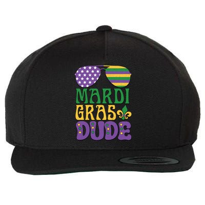 Kids Mardi Gras Dude Funny Vintage American Flag Sunglasses Gift Wool Snapback Cap