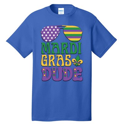 Kids Mardi Gras Dude Funny Vintage American Flag Sunglasses Gift Tall T-Shirt