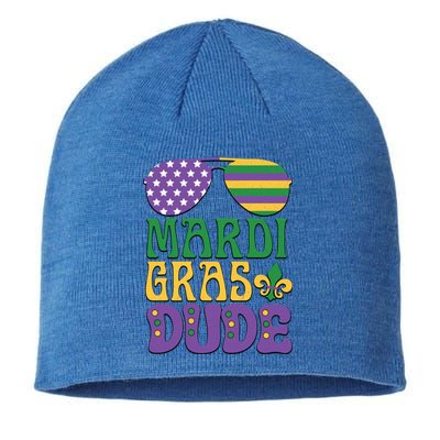 Kids Mardi Gras Dude Funny Vintage American Flag Sunglasses Gift Sustainable Beanie