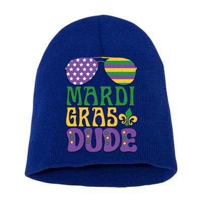 Kids Mardi Gras Dude Funny Vintage American Flag Sunglasses Gift Short Acrylic Beanie