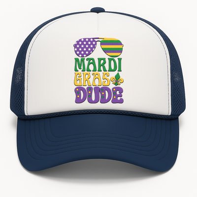 Kids Mardi Gras Dude Funny Vintage American Flag Sunglasses Gift Trucker Hat