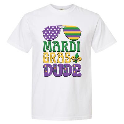 Kids Mardi Gras Dude Funny Vintage American Flag Sunglasses Gift Garment-Dyed Heavyweight T-Shirt