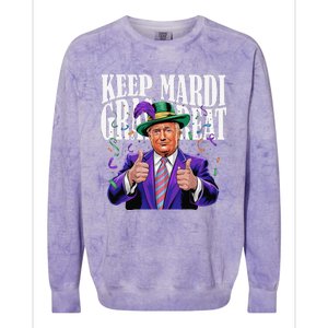 Keep Mardi Gras Great Trump Mardi Gras 2025 Flag Usa Funny Colorblast Crewneck Sweatshirt