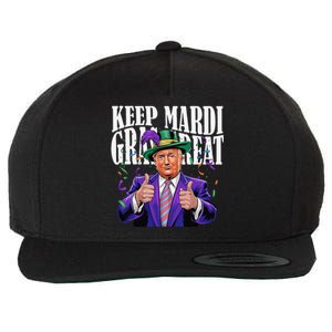 Keep Mardi Gras Great Trump Mardi Gras 2025 Flag Usa Funny Wool Snapback Cap