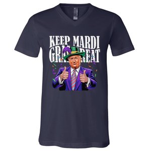 Keep Mardi Gras Great Trump Mardi Gras 2025 Flag Usa Funny V-Neck T-Shirt