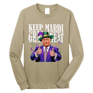 Keep Mardi Gras Great Trump Mardi Gras 2025 Flag Usa Funny Long Sleeve Shirt