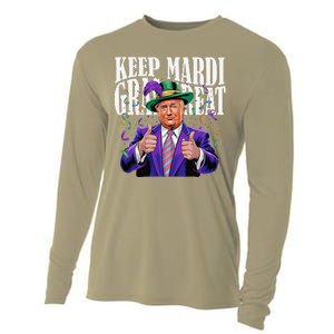 Keep Mardi Gras Great Trump Mardi Gras 2025 Flag Usa Funny Cooling Performance Long Sleeve Crew