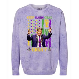 Keep Mardi Gras Great Funny Trump Mardi Gras 2025 Colorblast Crewneck Sweatshirt