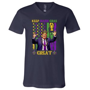 Keep Mardi Gras Great Funny Trump Mardi Gras 2025 V-Neck T-Shirt