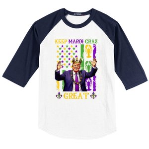 Keep Mardi Gras Great Funny Trump Mardi Gras 2025 Baseball Sleeve Shirt