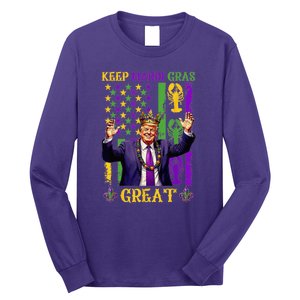 Keep Mardi Gras Great Funny Trump Mardi Gras 2025 Long Sleeve Shirt