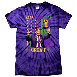 Keep Mardi Gras Great Funny Trump Mardi Gras 2025 Tie-Dye T-Shirt