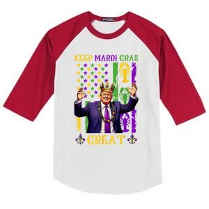 Keep Mardi Gras Great Funny Trump Mardi Gras 2025 Kids Colorblock Raglan Jersey