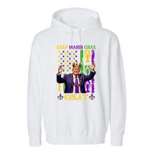 Keep Mardi Gras Great Funny Trump Mardi Gras 2025 Garment-Dyed Fleece Hoodie