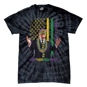 Keep Mardi Gras Great Funny Trump Mardi Gras 2025 Flag Tie-Dye T-Shirt