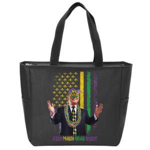 Keep Mardi Gras Great Funny Trump Mardi Gras 2025 Flag Zip Tote Bag