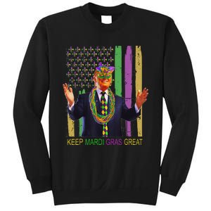 Keep Mardi Gras Great Funny Trump Mardi Gras 2025 Flag Sweatshirt