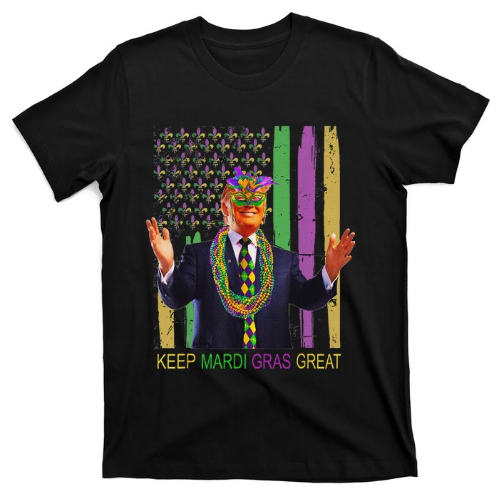 Keep Mardi Gras Great Funny Trump Mardi Gras 2025 Flag T-Shirt